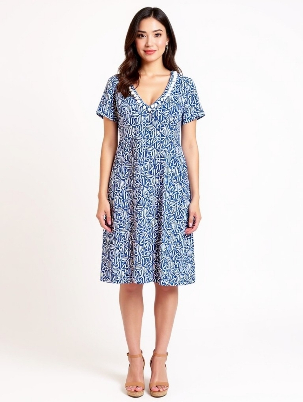 Lilly Pulitzer Etta V-Neck Corsica Blue Easy Peasy Dress
